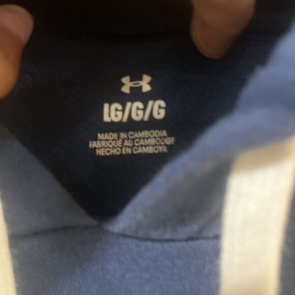 Under Armour Hooded Sweatshirt Blue White Large - Picture 4 of 8
